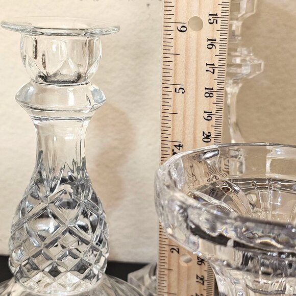 vtg assorted crystal candle holders lot/6 votive taper glass holders wedding dec - Picture 8 of 8
